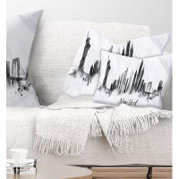 Made in Canada - East Urban Home Cityscape Silhouette Ink New York Lumbar Pillow