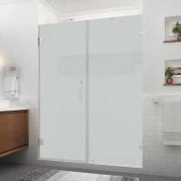 Aston Nautis XL 64.25" W x 80" H Hinged Frameless Shower Door with Ultra-Bright Frosted Glass