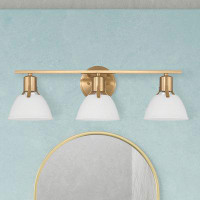 Breakwater Bay Metal 3-Light Vanity Light With Etched Glass Shades