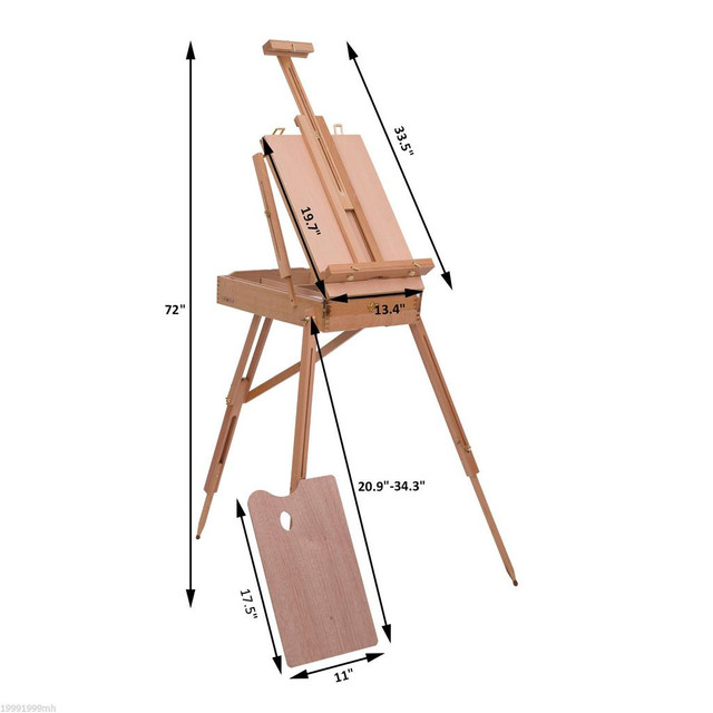 HOMCOM Wooden Easel painting easel Folding French Artists Easel Set Portable Art Painters Tripod Sketch Craft | Aosom Ca in Hobbies & Crafts - Image 3