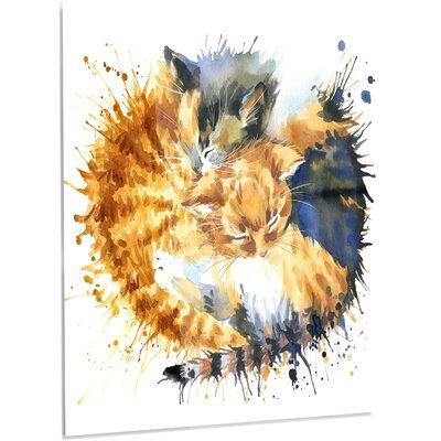 Design Art 'Cute Kitten Graphical Illustration' Graphic Art on Metal in Arts & Collectibles