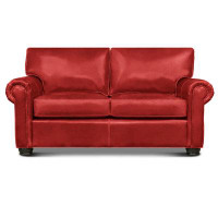 Eleanor Rigby Bordeaux 70" Genuine Leather Rolled Arm Loveseat