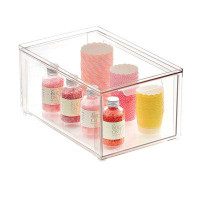 mDesign mDesign Plastic Stackable Kitchen Pantry Storage Organizer with Drawer - Clear