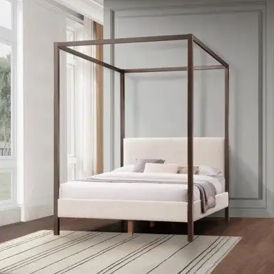 Latitude Run® Pelican Canopy Platform Bed - Pearl White - Queen