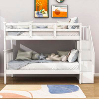 Harriet Bee Demid Twin Over Twin Standard Bunk Bed with Shelves by Harriet Bee