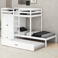 Harriet Bee Ilkin Kids Twin Over Twin Bunk Bed with Trundle with Drawers
