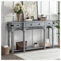 Alcott Hill Console Table With Storage Drawers And Bottom Shelf For Entryway, Hallway And Living Room