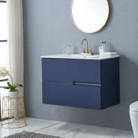 Ebern Designs Tesso 36'' Modern Wall Mounted 2-Drawer Single Bathroom Vanity Set