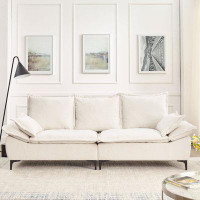 Ivy Bronx [video] Mh88.5 Modern Sailboat Sofa - Dutch Velvet 3-seater With Two Pillows For Small Spaces In Living Rooms,