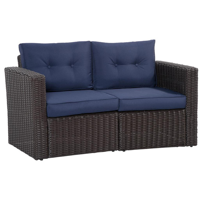 Rattan Sofa Set 25.5"x27.25"x27.5" Blue in Patio & Garden Furniture - Image 2