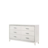 Everly Quinn Dresser With 6 Drawers And Shimmer Accent Trim, White