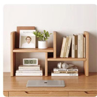 Inbox Zero Solid Wood Desktop Bookshelf, Bedroom Office Desk Storage Shelf