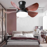 Wrought Studio 28" Jashone 5 - Blade Leaf Blade Ceiling Fan with Remote Control and Light Kit Included