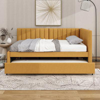 Latitude Run® Full Size Upholstered Daybed with Trundle Sofa Bed Frame