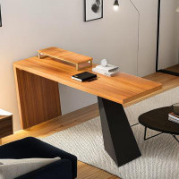 Latitude Run® Executive Desk With Monitor Stand And Angled Design Leg