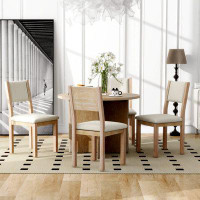 Gracie Oaks 5-Piece Retro Functional Dining Set, 1 Extendable Table With A 16-Inch Leaf And 4 Upholstered Chairs For Din