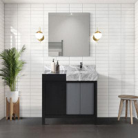 Latitude Run® Orren Ellis Karamfilka 42 Inch Bathroom Vanity Cabinet In Black And Grey, With Countertop And Sink