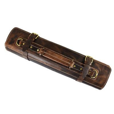Aaron Leather Goods Aaron Leather Goods Tuscania Knife Roll Storage Bag Case, Caramel Brown Leather in Other