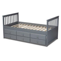 Highland Dunes Grey Wood Daybed W/Trundle (Twin)