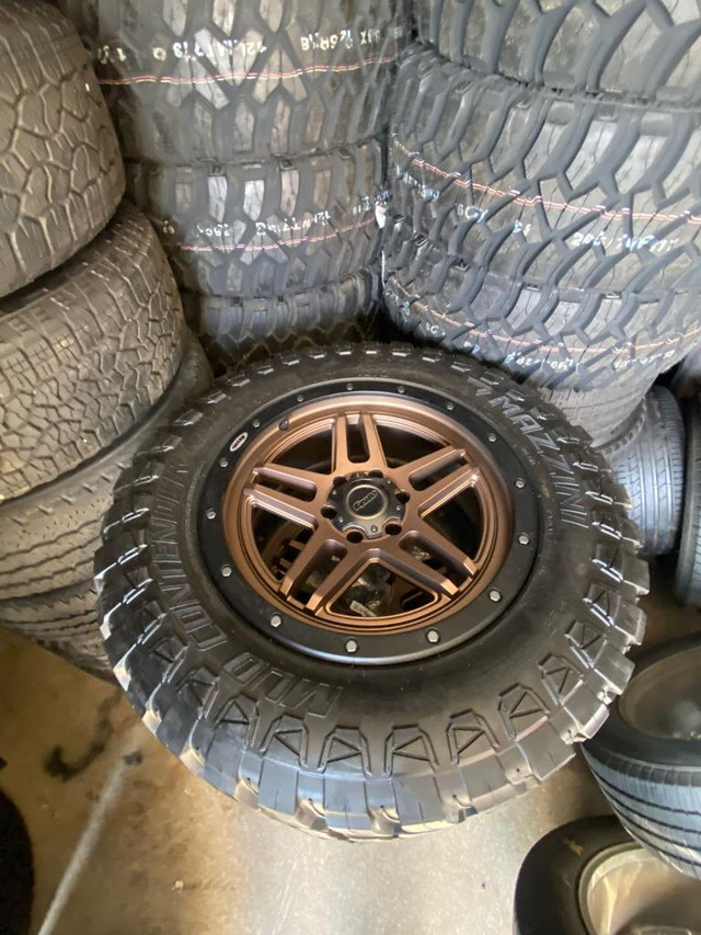 SET OF FOUR LIKE NEW 20 INCH BRONZE 4WP WHEELS !! 6X135 !! MOUNTED WITH 35x12.50R20 MAZZINI MUD TIRES !! in Tires & Rims in Toronto (GTA) - Image 4