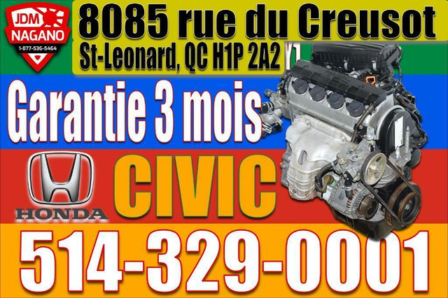 Moteur 1.7 Honda Civic 2001 2002 2003 2004 2005 D17A1 D17A2 JDM D17A Engine, 01 02 03 04 05 Civic Motor SI LX DX in Engine & Engine Parts in Greater Montréal