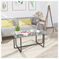 Ebern Designs Tempered Glass Tea Table Coffee Table, Table for Living Room