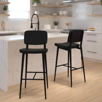 Wade Logan Barbarajo LeatherSoft Barstools with Iron Frame-Integrated Footrest