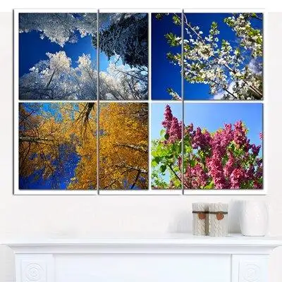 Made in Canada - Design Art 'Four Seasons of Nature Collage' Photographic Print Multi-Piece Image on Canvas
