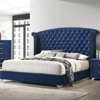 Rosdorf Park Queen Wingback Upholstered Bed In Blue