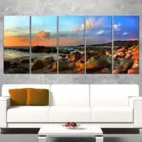 Design Art Colourful Tropical Sunset 5 Piece Photographic Print on Wrapped Canvas Set
