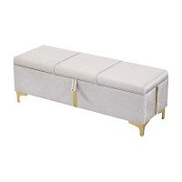 Mercer41 Elegant Upholstered Storage Bench With Metal Legs