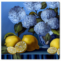 Oliver Gal Hydrangeas and Lemons Vase - Graphic Art