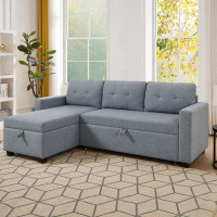 Latitude Run® Upholstered Pull Out Sectional Sofa With Storage Chaise