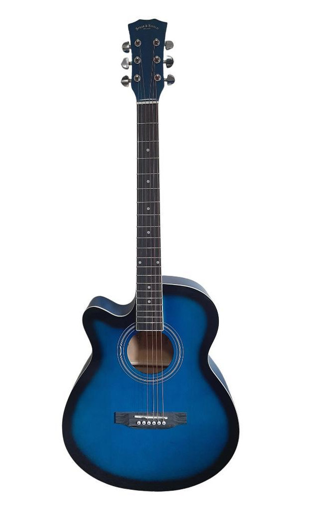 Left handed Acoustic Guitar for Beginners Adults Students 40-inch Full-size Blue SPS375LF in Guitars