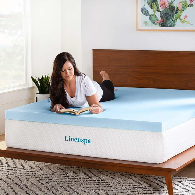 HUGE Discount Today! Linenspa 3 inch Gel Infused Memory Foam Mattress Topper, All Size, FAST, FREE Delivery to Your Home in Beds & Mattresses - Image 2