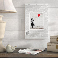 Wrought Studio 'White Up-cycled Balloon Girl' Graphic Art Print on Wrapped Canvas