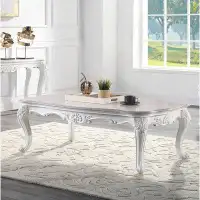 Rosalind Wheeler Bellasophia Marble Top Coffee Table in Grey and White