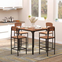 17 Stories Counter Height Bar Table Set for 4, Square Kitchen Table and Chairs Set with Footrest