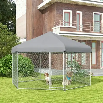 Provide your large dogs with the ultimate outdoor haven in this spacious and durable kennel, featuri...