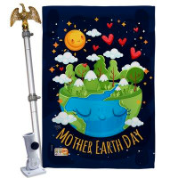 Breeze Decor Mother Earth - Impressions Decorative Aluminum Pole & Bracket House Flag Set HS115146-BO-02