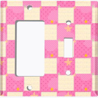 WorldAcc Metal Light Switch Plate Outlet Cover (Pink White Toy Chest - (L) Single GFI / (R) Single Toggle)