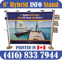 NEW 8ft Hybrid INFO Stand Trade Show Display Premium Back Wall Backdrop + Custom FABRIC Dye Sublimation Printed Graphics