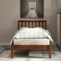 Winston Porter Twin Size Wooden Platform Bed With Cut-Out Design Headboard