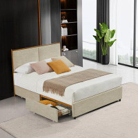 Latitude Run® Classic Steamed Bread Shaped Backrest Bed With Four Storage Drawers