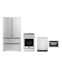 Cosmo 4 Piece Kitchen Package With 24" Freestanding Gas Rang 24"  Built-in Fully Integrated Dishwasher 24" Built-in Micr
