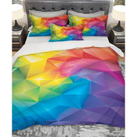 East Urban Home Designart Rainbow Triangular Geometry Duvet Cover Set