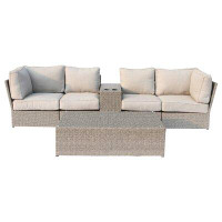 Rosecliff Heights Winsford Fully Assembled Patio Conversation Set 4 - Seat with Cushions |Assembled Wicker Sofa