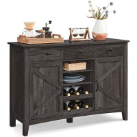 August Grove August Grove® Farmhouse Buffet Cabinet With Detachable Wine Rack, Sideboard Cabinet With Drawers And Doors,