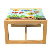 East Urban Home East Urban Home Deep Sea Coffee Table, Cartoon Ocean Scene With Various Fishes And Vivid Corals, Acrylic