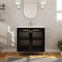 Mercer41 32" Bathroom Vanity With Sink, Freestanding Bathroom Vanity With Soft Close Door And Shelf
